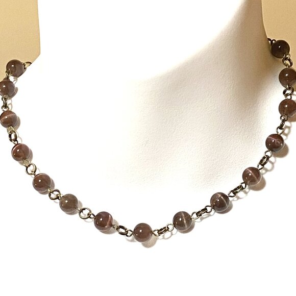 Purple Cat's Eye Bronze Link Adjustable Choker necklace - Picture 2 of 10